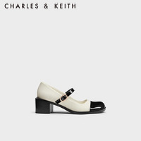 CHARLES&KEITH圆头拼色一字带粗跟玛丽珍鞋单鞋女CK1-60580280 Multi综合色 36