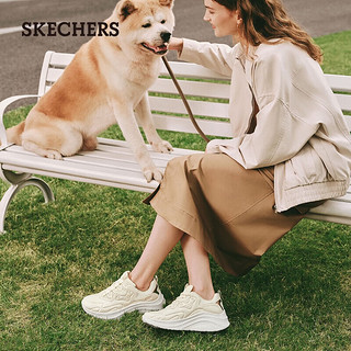 斯凯奇（Skechers）女士绑带厚底增高鞋休闲运动女鞋117513  乳白色OFWT 37.5 