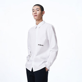 杰克·琼斯（JACK&JONES）秋季宽松上衣Basquiat联名小皇冠外套休闲舒适长袖衬衫男装 白色 165/88A/XS