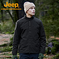 Jeep（吉普）夹克男2023户外秋冬石墨烯防水防风立领男士茄克外套 品牌黑 S(135斤以下)