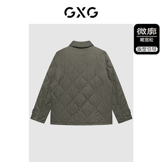 GXG男装 纯色简约舒适保暖翻领短款羽绒服舒适男  秋季 军绿0 170/M