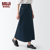 无印良品（無印良品 MUJI）弹力牛仔 A字裙 半裙 半身裙 BE1POA3A 深藏青色 L(165/70A)