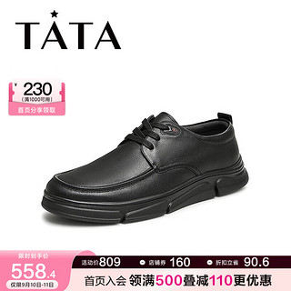 他她（TATA）商场同款牛皮简约纯色休闲皮鞋男71A25CM3 黑色 37