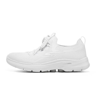 SKECHERS 斯凯奇 女鞋懒人一脚蹬缓震健步鞋运动鞋124620 白色/银色/WSL 35.00