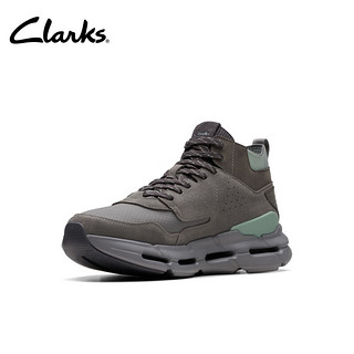 Clarks其乐自然系列男鞋时尚潮流系带高帮防泼水休闲运动鞋 灰色 261735437 42