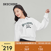 斯凯奇（Skechers）女款POLO领子卫衣休闲运动学院风上衣P423W050 亮白色/0019 S