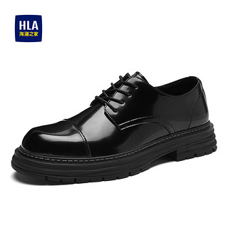 海澜之家HLA皮鞋男士英伦风商务内增高休闲皮鞋HAAGZM3CAJ332 黑色41