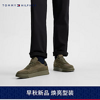 TOMMY HILFIGER男装复古麂皮拼接厚底板鞋运动鞋FM0FM04825 军绿色RBN 41