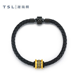 TSL 谢瑞麟 黄金转运珠电黑手链5D硬金串珠手饰男款X5147 定价类（约1.66g）