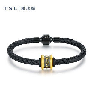 TSL 谢瑞麟 黄金转运珠电黑手链5D硬金串珠手饰男款X5147 定价类（约1.66g）