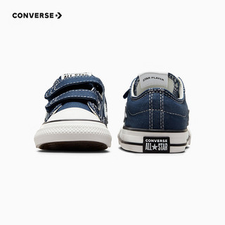 匡威（Converse）儿童鞋婴童男女童魔术贴低帮帆布鞋 靛蓝色 25