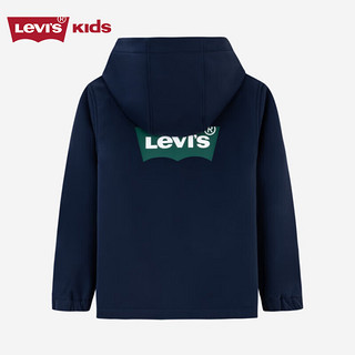 Levi's 李维斯童装男童风衣外套秋儿童保暖加绒撞色外套 深靛蓝 160/80