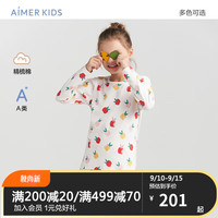 爱慕儿童（AIMER KIDS）男/女童棉印花儿童保暖内衣保暖裤打底内衣长袖上衣/长裤早秋 女上衣-小苹果 110