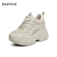 达芙妮（DAPHNE）休闲鞋女厚底内增高老爹鞋2023女鞋透气百搭运动鞋 灰色跟高6cm、内增高2cm 36