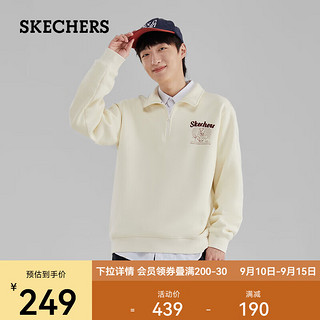 斯凯奇（Skechers）秋季男女同款学院风POLO领上衣卫衣P423U015 浅灰色 XS