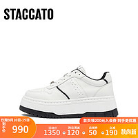 STACCATO 思加图 百搭小白鞋板鞋厚底增高休闲鞋女鞋C8028CM3 清爽白 35