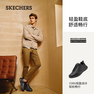 SKECHERS 斯凯奇 男鞋商务休闲鞋 黑色运动皮鞋办公通勤开车鞋210835 全黑色/BBK 43