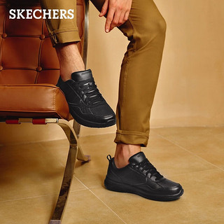 SKECHERS 斯凯奇 男鞋商务休闲鞋 黑色运动皮鞋办公通勤开车鞋210835 全黑色/BBK 43