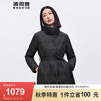 波司登（BOSIDENG）羽绒服女商务气质蓬松立领外套B30134142 黑色8056 155/80A