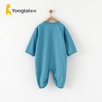 Tongtai 童泰 0-6个月婴儿连体衣四季纯棉宝宝衣服休闲外出蝴蝶哈衣爬服 蓝色 52cm