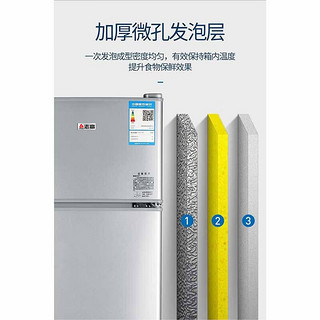 CHIGO 志高 冰箱双门迷你小型电冰箱 家用租房冷藏冷冻 节能低噪 66L星光银