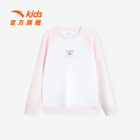 安踏(ANTA)儿童卫衣女童装冬季加绒保暖小飞象联名套头衫 纯净白-2 130cm
