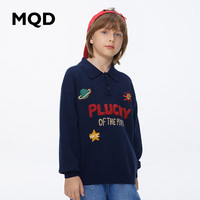 马骑顿 MQD童装男童学院风星球科幻毛衣23冬字母毛巾绣立体图案上衣 藏青 150