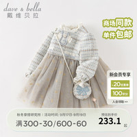 戴维贝拉(DAVE&BELLA)女童连衣裙儿童网纱裙小香风宝宝裙子女孩公主裙装童裙 浅蓝色 100cm(身高90-100cm)