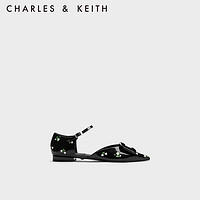 CHARLES&KEITH方扣尖头时尚平底单鞋女SL1-71790017 Multi黑色 37