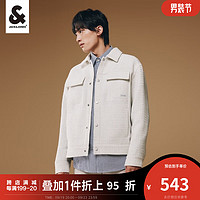 杰克·琼斯（JACK&JONES）秋季男装潮流宽松长袖上衣粗花呢面料翻领休闲夹克外套男士 白色 185/104A/XL