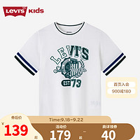 Levi's 李维斯童装男女童短袖T恤季儿童复古学院风短T上衣 明亮白 160/80