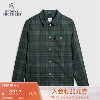 Brooks Brothers BrooksBrothers）男士翻领美式休闲格纹夹克外套 B345-蓝绿色条纹 S