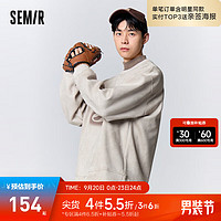 森马（Semir）卫衣男时尚印花经典潮流仿麂皮通勤宽松套头上衣 香草白10701 170/88A/M