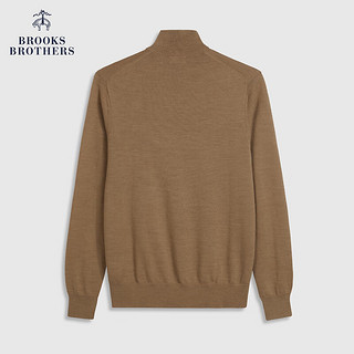 布克兄弟（BrooksBrothers）男士23绵羊毛半高领拉链纯色针织衫 2004-米色 S