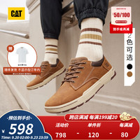 CAT 卡特彼勒 卡特休闲鞋皮鞋工装鞋男鞋舒适出行牛皮低帮鞋子男Colfax 棕色 43