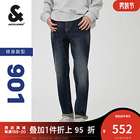 杰克·琼斯（JACK&JONES）秋季男装潮流修身休闲舒适日常百搭时尚弹力牛仔裤长裤子男士 160牛仔蓝 165/74A/XSRW