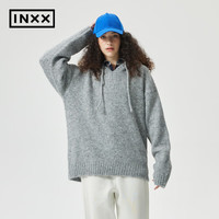 英克斯（inxx）Standby 绵羊毛连帽毛衣男oversize慵懒针织衫套头帽衫连帽针织衫 灰色 M