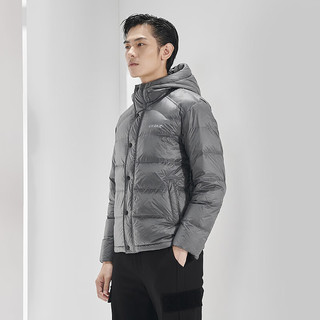 利郎轻薄羽绒服男连帽冬季时尚印花白鸭绒保暖男士外套 浅灰(22DBR0013Y) 180/96A
