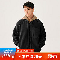 YANXUAN 网易严选 摇粒绒棒球服冲锋衣内胆户外通勤运动休闲外套登山徒步抓绒衣 男式-墨黑色 M