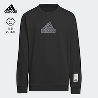 adidas阿迪达斯轻运动男大童秋季运动上衣长袖T恤IQ1258 黑色 164CM