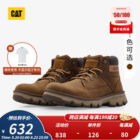 卡特彼勒 CAT卡特男士城市机能户外经典牛皮工装靴低靴 深棕色 42