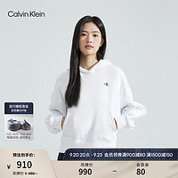 Calvin Klein  Jeans女士简约刺绣字母抓绒休闲连帽卫衣40WI255 YAA-月光白 XS