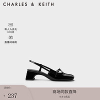 CHARLES&KEITH时尚T字浅口玛丽珍鞋单鞋凉鞋女CK1-61720160 Black Patent黑色 34