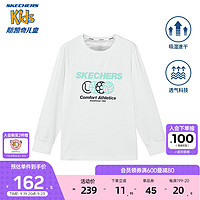 Skechers斯凯奇速干科技男童运动长袖T恤衫2023透气休闲秋装P323B021 亮白色/0019 165cm