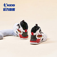 QIAODAN 乔丹 商场同款乔丹童鞋儿童板鞋高帮皮面旋纽扣男童运动鞋