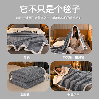 SANLI 三利 塔芙绒毛毯双面加厚毛巾被子秋冬季午睡毯床上沙发盖毯蓝色1.5*2m