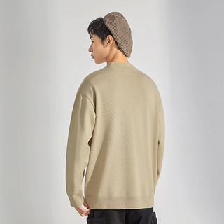 A21 秋冬季男装新款宽松半高领毛衣男士印花图案长袖针织衫