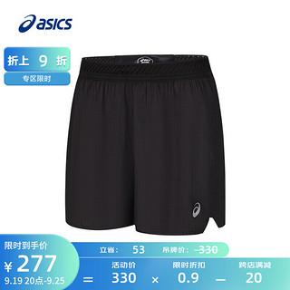 亚瑟士ASICS运动短裤男子舒适透气跑步5英寸运动裤 2011C386-001 黑色 XXL