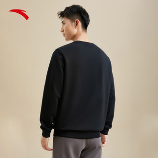 ANTA安踏加绒休闲长袖卫衣男圆领套头打底衫宽松休闲运动打底衫韩上衣 【常规款】基础黑7707-2 XL(男适合180)