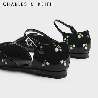 CHARLES & KEITH CHARLES&KEITH方扣尖头时尚平底单鞋女SL1-71790017 Multi黑色 35